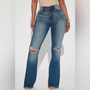 Fashion Nova Richie Ripped Flare Jeans